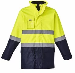 Syzmik Mens Hi Vis Basic 4 In 1 Waterproof Jacket - Yellow/Navy