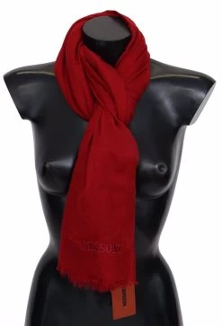 Missoni Red Cashmere Unisex Neck Wrap Fringes Scarf