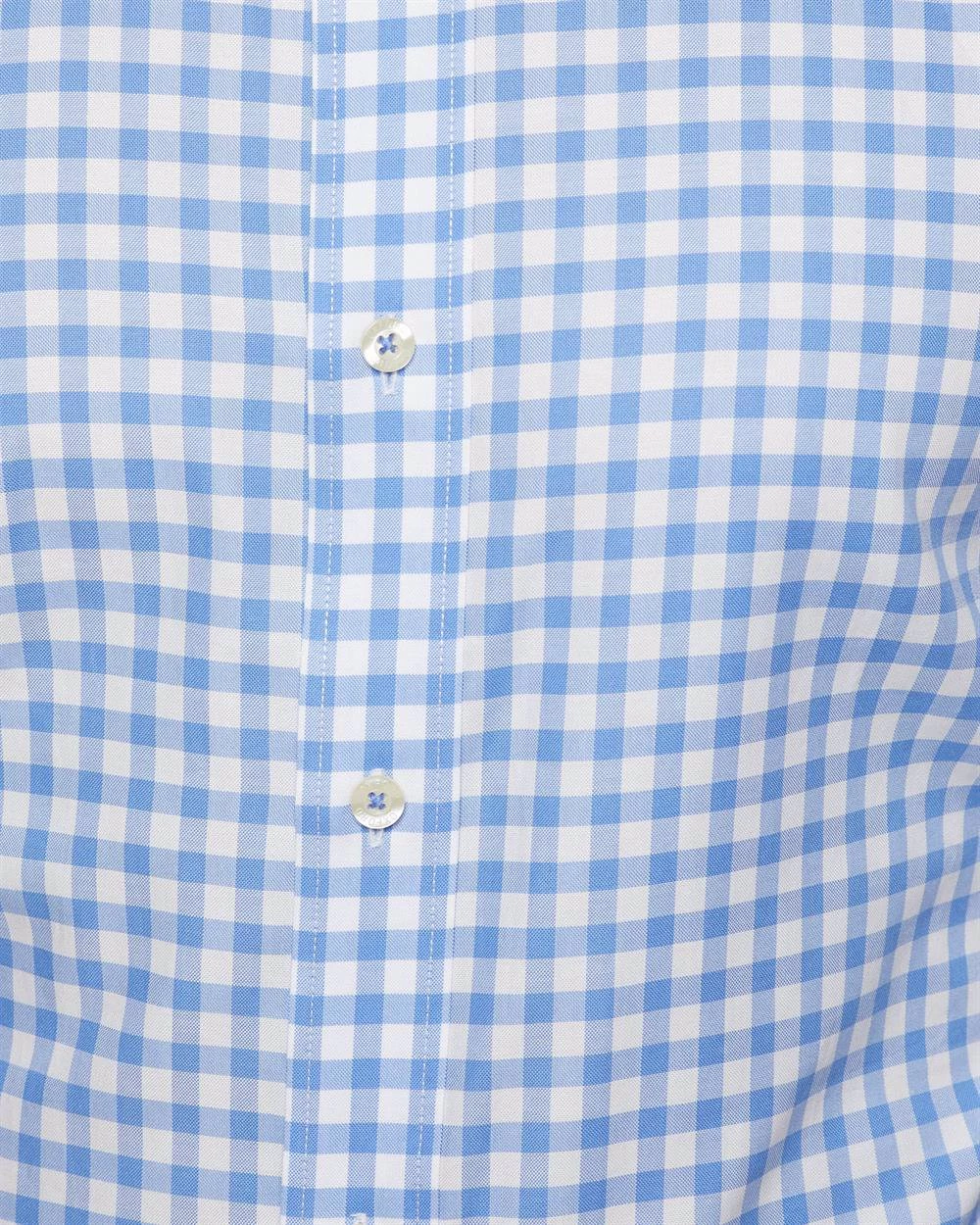 Oxford Men's Islington Regular Fit Checked Shirt - Sky 6 Oxford Men's Islington Regular Fit Checked Shirt - Sky - Image 6