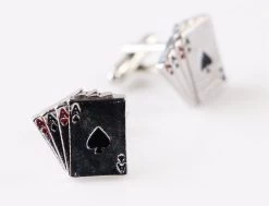Mens Silver Ace Cards Cufflinks
