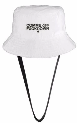 Comme Des Fuckdown White Polyester Hats & Cap