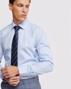 Oxford Men's Islington Regular Fit Dobby Shirt - Blue -Fashion Menswear Shop d7103ed56c2215051ee523fdc680f8df