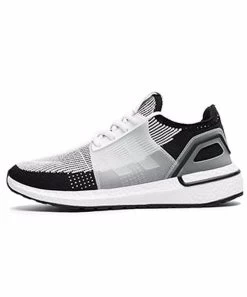 Beakey Fly Woven Mesh Upper Casual Jogging Shoes Non-slip Gym Sneakers-White