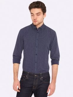 Oxford Men's Stratton Printed Shirt - Navy