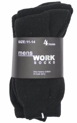 4 Pairs New Men's Extra Thick Heavy Duty Cotton Socks Business Work Outdoor Warm - Black