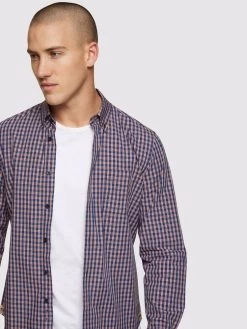 Oxford Men's Uxbridge Checked Shirt - Navy/Tan 9 Oxford Men's Uxbridge Checked Shirt - Navy/Tan -Fashion Menswear Shop db72af31a2c0c263db634a55bd6b55e6