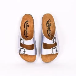 Moosefield Men's Arizona Leather Sandals - Silver -Fashion Menswear Shop dc4615c6f435e7fa87727a17fc0b7458