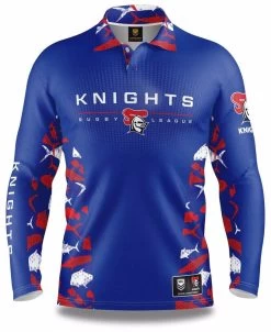 NRL Long Sleeve Reef Runner Fishing Polo Shirt - Newcastle Knights - YOUTH