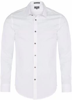 Oxford Men's Stretch Slimfit Shirt Smoke Bttnx - White