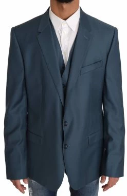 Dolce & Gabbana Dolce Gabbana Blazer Vest 2 Piece Blue MARTINI Wool