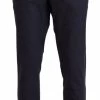 Domenico Tagliente Black Polyester Tapered Dress Pants