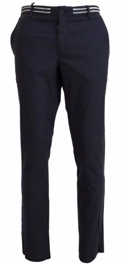 Domenico Tagliente Black Polyester Tapered Dress Pants