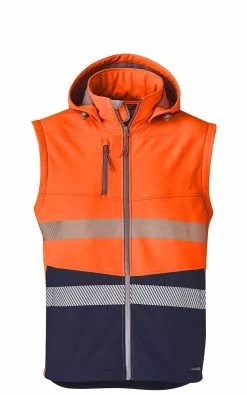 Syzmik Unisex 2 In 1 Stretch Softshell Taped Jacket - Orange/Navy