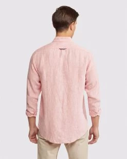 Oxford Men's Holloway Pure Linen Shirt - Orange -Fashion Menswear Shop e092a17e6472ac4cb16ca272f9dbfa38