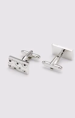 Oxford Men's Seeing Spots Cufflink - Metallic Silver