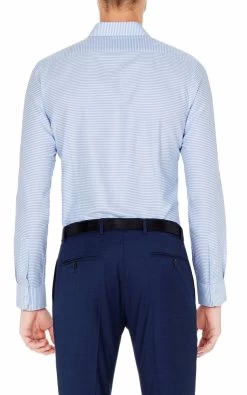 Oxford Men's Kenton Horizontal Strpe Shirt - Sky -Fashion Menswear Shop e18adc5bea389431ba4f482186e0e7d7