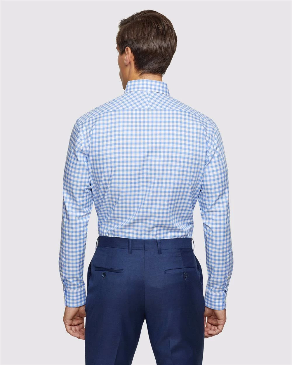 Oxford Men's Islington Regular Fit Checked Shirt - Sky 3 Oxford Men's Islington Regular Fit Checked Shirt - Sky - Image 3