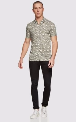 Oxford Men's Putney Printed Short Sleeve Shirt - Green -Fashion Menswear Shop e46d469b355dee67c7acc4de1a49465e