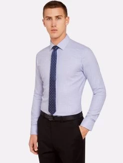 Oxford Men's Beckton Dobby Shirt - Blue -Fashion Menswear Shop e46ebdcc30a6afdb38c0ce4e42927690