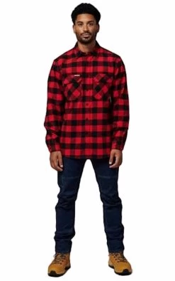 2 X Mens Hard Yakka Foundation New Check Flannel Shirt Red Y07295