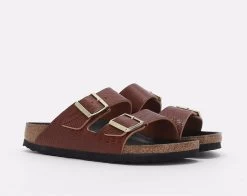 Birkenstock Arizona Embossed Smooth Leather Cognac Lizard Texture Sandals - Brown -Fashion Menswear Shop e62f993679872b4fd9b1e2be51fcf378
