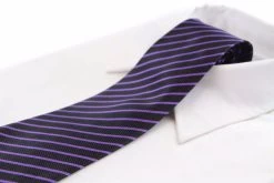 Mens Black & Purple Striped 8Cm Patterned Neck Tie