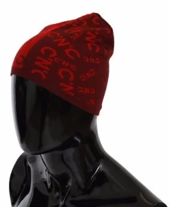 Costume National Red Wool Blend Branded Beanie Hat -Fashion Menswear Shop e6ade27252ae0cc623001de5f92e8e3a