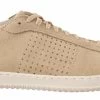 La Scarpa Italiana Beige Suede Perforated Lace Up Sneakers Shoes