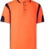 HI VIS Polo Shirts Short Sleeve Work Tops Tee Tradie Safety Workwear Reflective - Fluro Orange / Nav