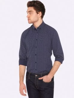 Oxford Men's Stratton Printed Shirt - Navy -Fashion Menswear Shop e7ce98abe6141e560c29e8138a7e1c55