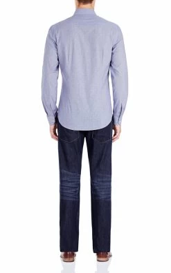 Oxford Men's Stratton Button Down Shirt - Blue -Fashion Menswear Shop e86adfc9c5c3a4f405bb9e4f84e60bd8