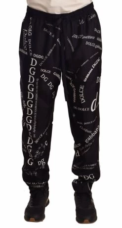Dolce & Gabbana Black Silk Logo Print Lounge Jogging Trousers Pants
