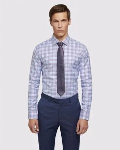 Oxford Men's Beckton Luxury Checked Shirt - Purple