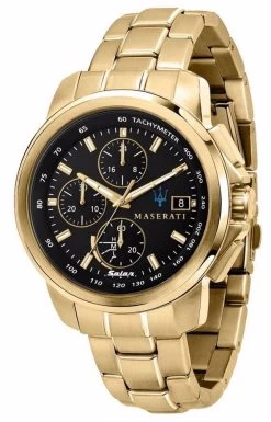 Maserati Successo Chronograph Gold Tone Stainless Steel Solar R8873645002 Men's Watch