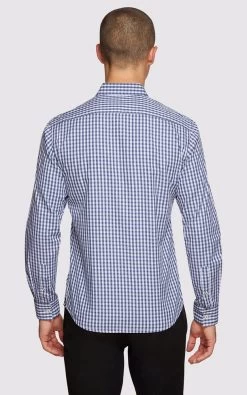 Oxford Men's Stratton Checked Shirt - Petrol Grey -Fashion Menswear Shop ea8ab7577b653e7641889662a1ac6683