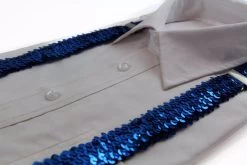 Adjustable 100Cm Blue Mens & Womens Sequin Suspenders