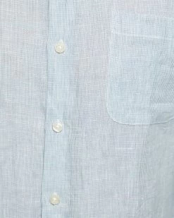 Oxford Men's Holloway Linen Yard Dye Shirt - Aqua -Fashion Menswear Shop ec8e914de54f3536c21f05e1b18045fb