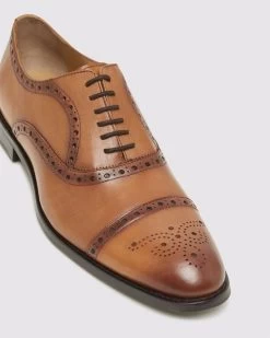 Men's Arnaud Leather Oxford Shoes - Tan -Fashion Menswear Shop ecb18e340a749093ff110396378b8201