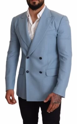 Dolce & Gabbana Blue Cashmere Silk Slim Fit Blazer Jacket -Fashion Menswear Shop ecfe310d65070f48716199fecef458a1