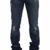 Costume National Blue Wash Paint Slim Fit Pants Jeans