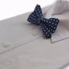 Mens Blue Grey & White Cord Polka Dot Patterned Bow Tie
