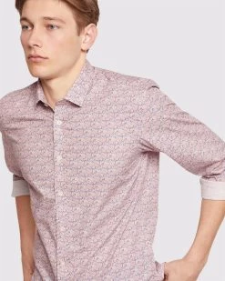 Oxford Men's Kenton Paisley Print Shirt - Navy/Pink -Fashion Menswear Shop ef5cd79524be4b5794ac3c66266d8d85