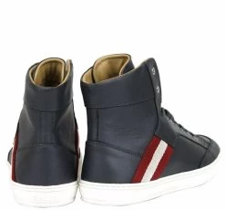 Bally Dark Grey Calf Leather Hi Top Sneaker With Red Beige -Fashion Menswear Shop efa38294c5fea88baecabe93ba1ce3e9