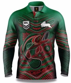 NRL Indigenous Fishing Polo Tee Shirt - South Sydney Rabbitohs - Adult
