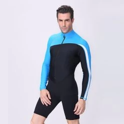 One-Piece Sunscreen Quick-drying Long-sleeved Swimsuit Swimming Trunks For Men-LS606B-Blue -Fashion Menswear Shop f21dc8ff8f1f4c77cb4d7e240af86c89