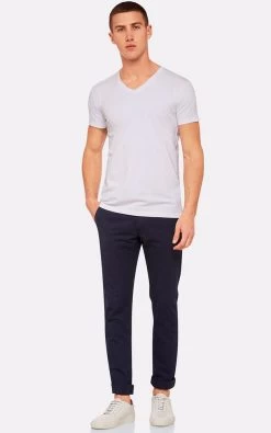 Oxford Men's Peter Stretch V-Neck T-Shirt - White -Fashion Menswear Shop f2d908e45cc093548de8d2e78624d4b9