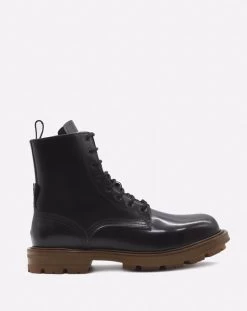 Alexander Mcqueen Men's Worker Leather High Top Boots