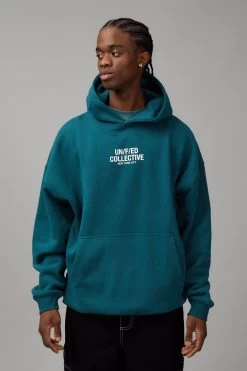 Factorie Unified Baggy Graphic Hoodie Green