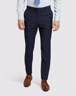 Oxford Men's Hopkins Wool Rich Check Suit Pants - Navy