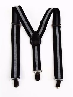 Boys Adjustable Black With Thick White Stripe Patterned Suspenders -Fashion Menswear Shop f66eb79365ae95f2285250aaf4dd9d86